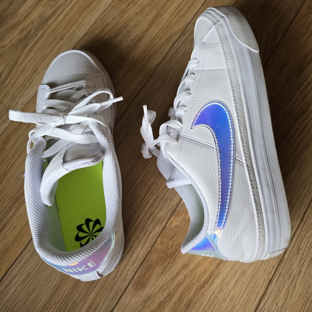 Nike White and Holographic/Iridesent Sneakers